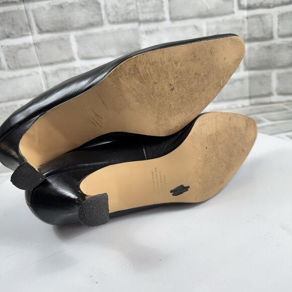 Valley Lane Vintage Women's 9 Wide Black Leather Lace Up Goth Victorian Pumps - Picture 9 of 13